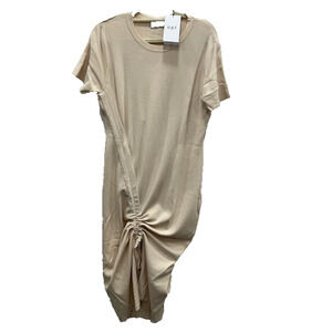 NWT O.P.T. Womens Sweater Dress Cinched Side Short Sleeve Crew Neck Beige 3XL